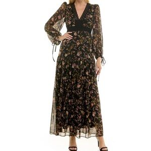 Taylor Black Floral Long Sleeve Women’s Dress